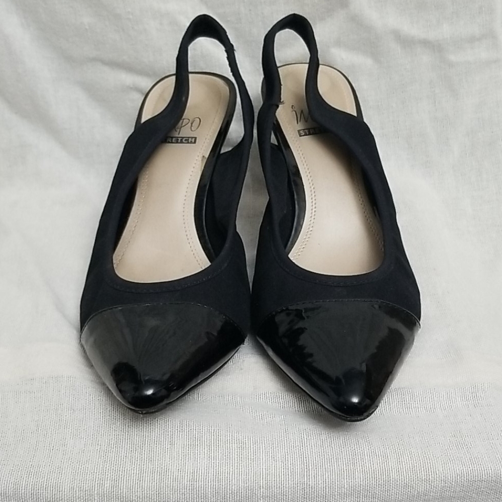 Impo Stretch Black Slingback Heels - Size 8